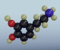 Dopamine chemical molecule. It plays a role as a Ã¢â¬Åreward centerÃ¢â¬Â
